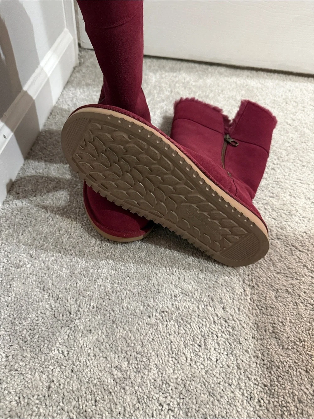 Koolaburra Burgundy Faux Fur Winter Mid-Calf Boots